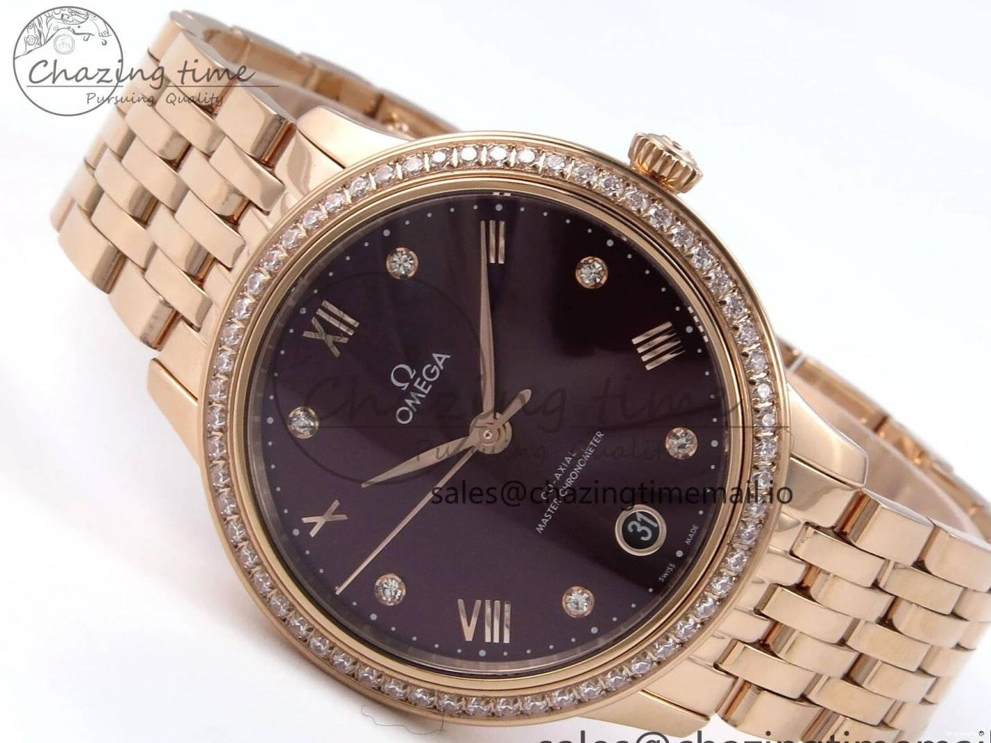 0205 De Ville Prestige Ladies RG VSF 1:1 Best Edition Brown Diamonds Dial on RG Bracelet A Sophisticated 7681